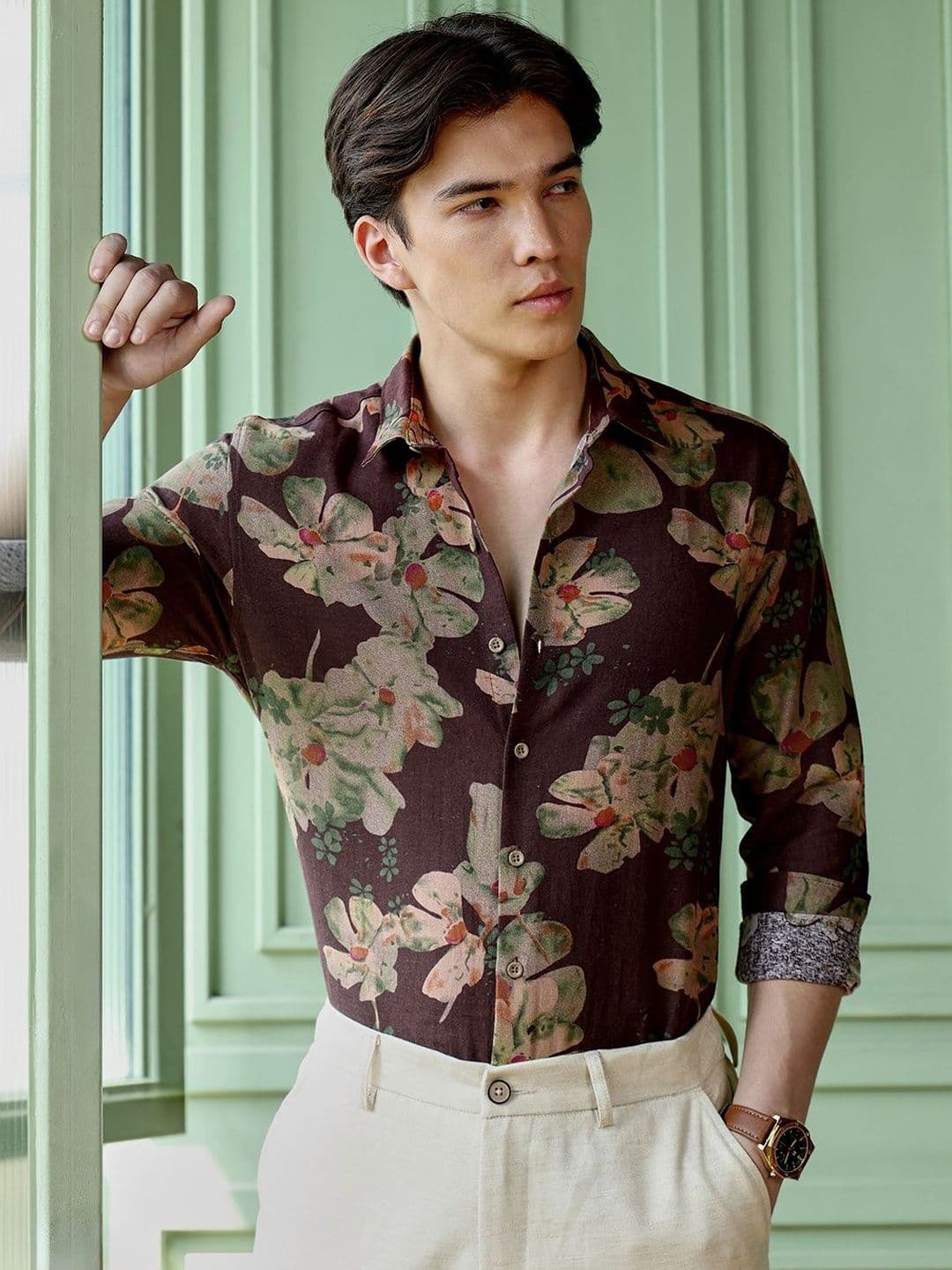 CAHOOT Floral Printed Spread Collar Standard Regular Fit Casual Shirt thumbnail 7