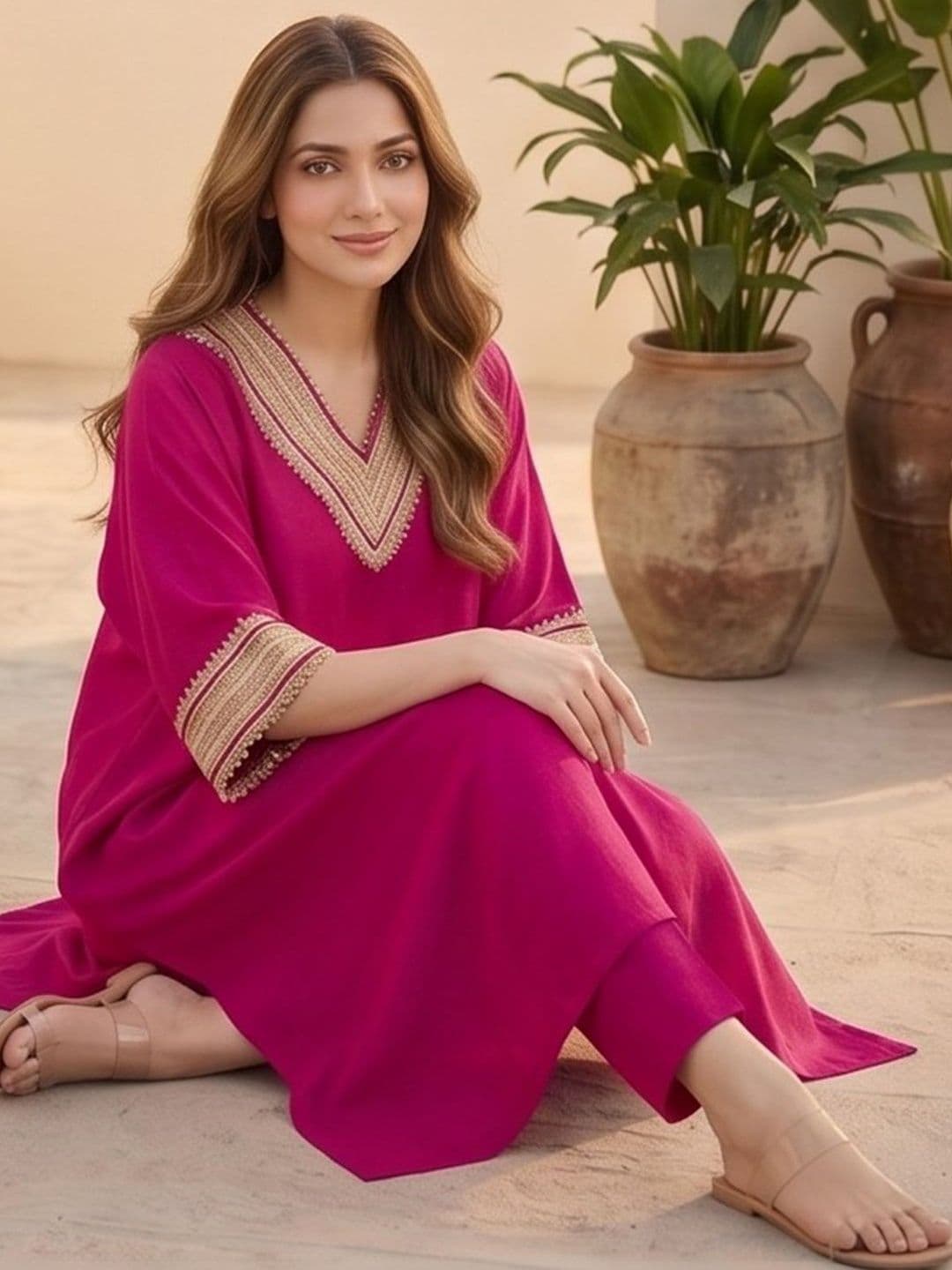Varanga Women Dyed Regular Gotta Patti Kurta with Trousers thumbnail 6