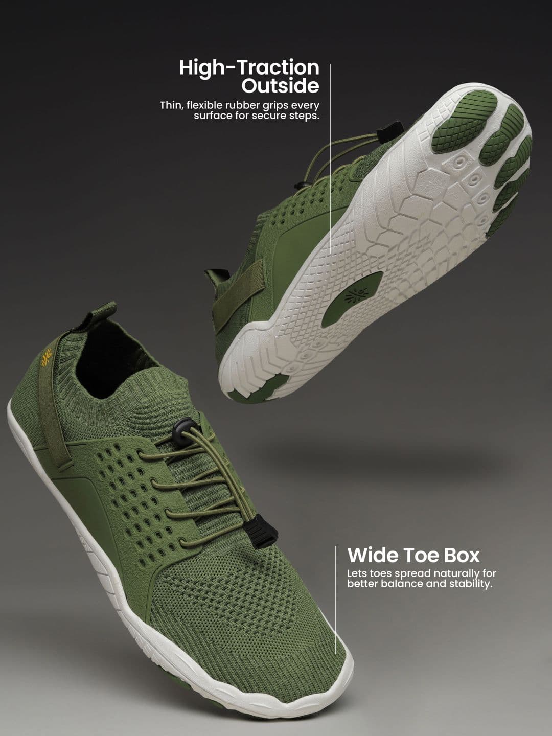 CULT Men FlexKnit Barefoot Training Shoes - Olive thumbnail 5