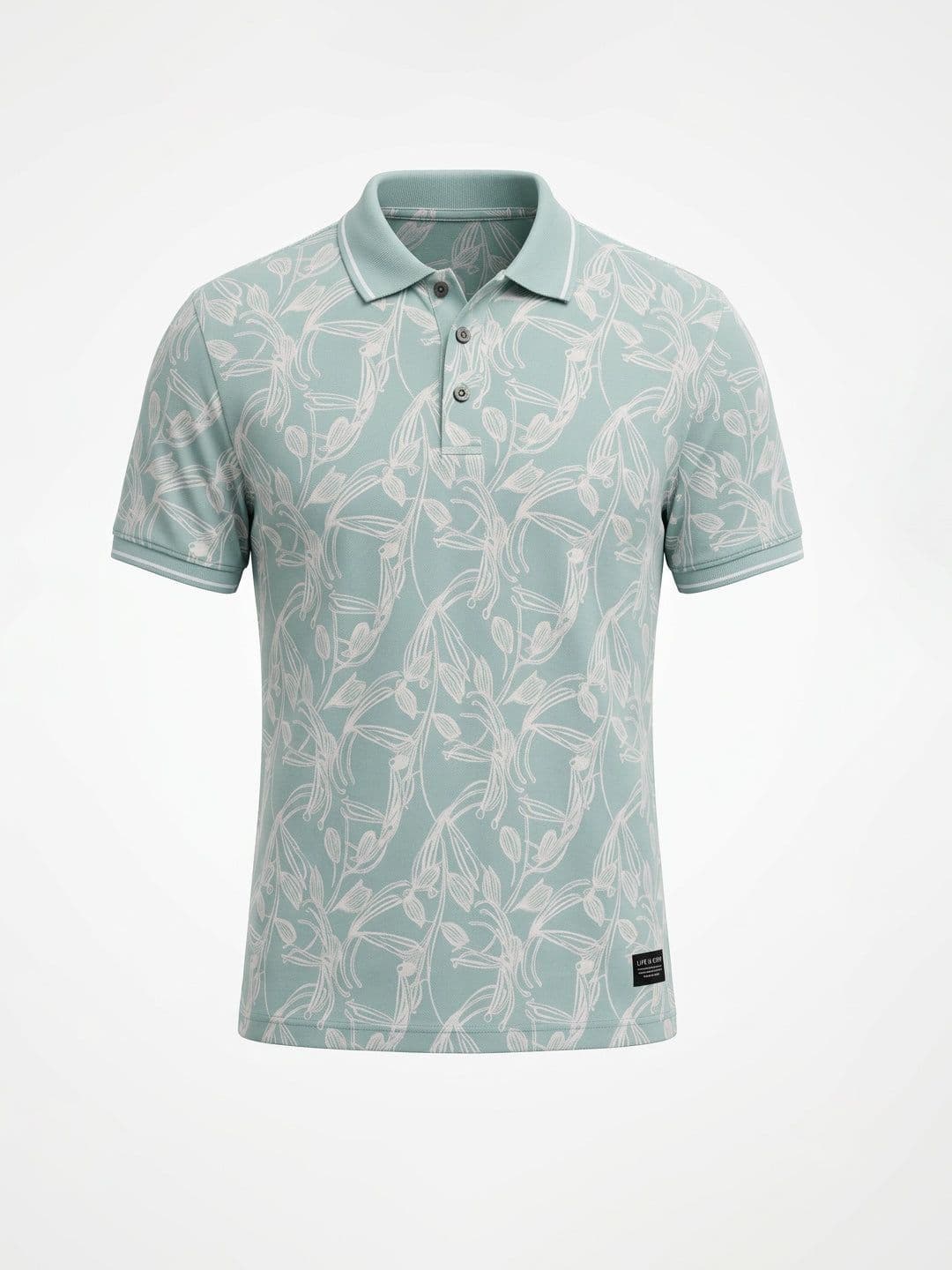 Status Quo Men Floral Printed Polo Collar T-shirt thumbnail 6