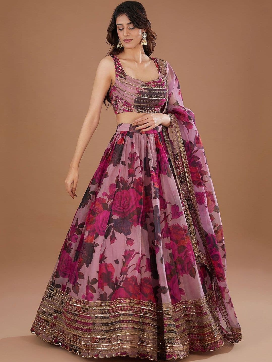 Piludi Embellished Sequinned Semi-Stitched Lehenga & Blouse With Dupatta - view 1