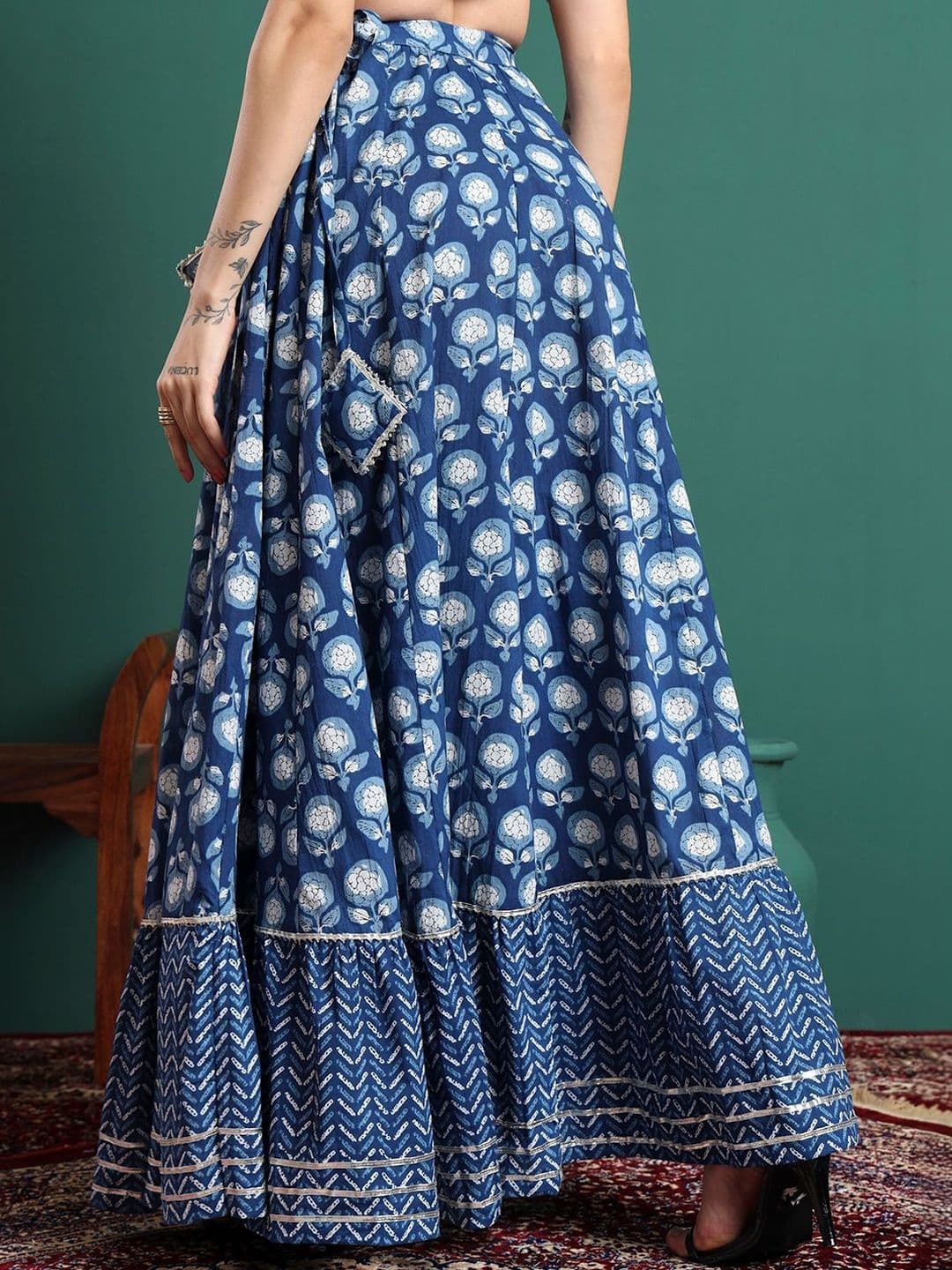 Sangria Women Floral Maxi Flared Skirt thumbnail 2