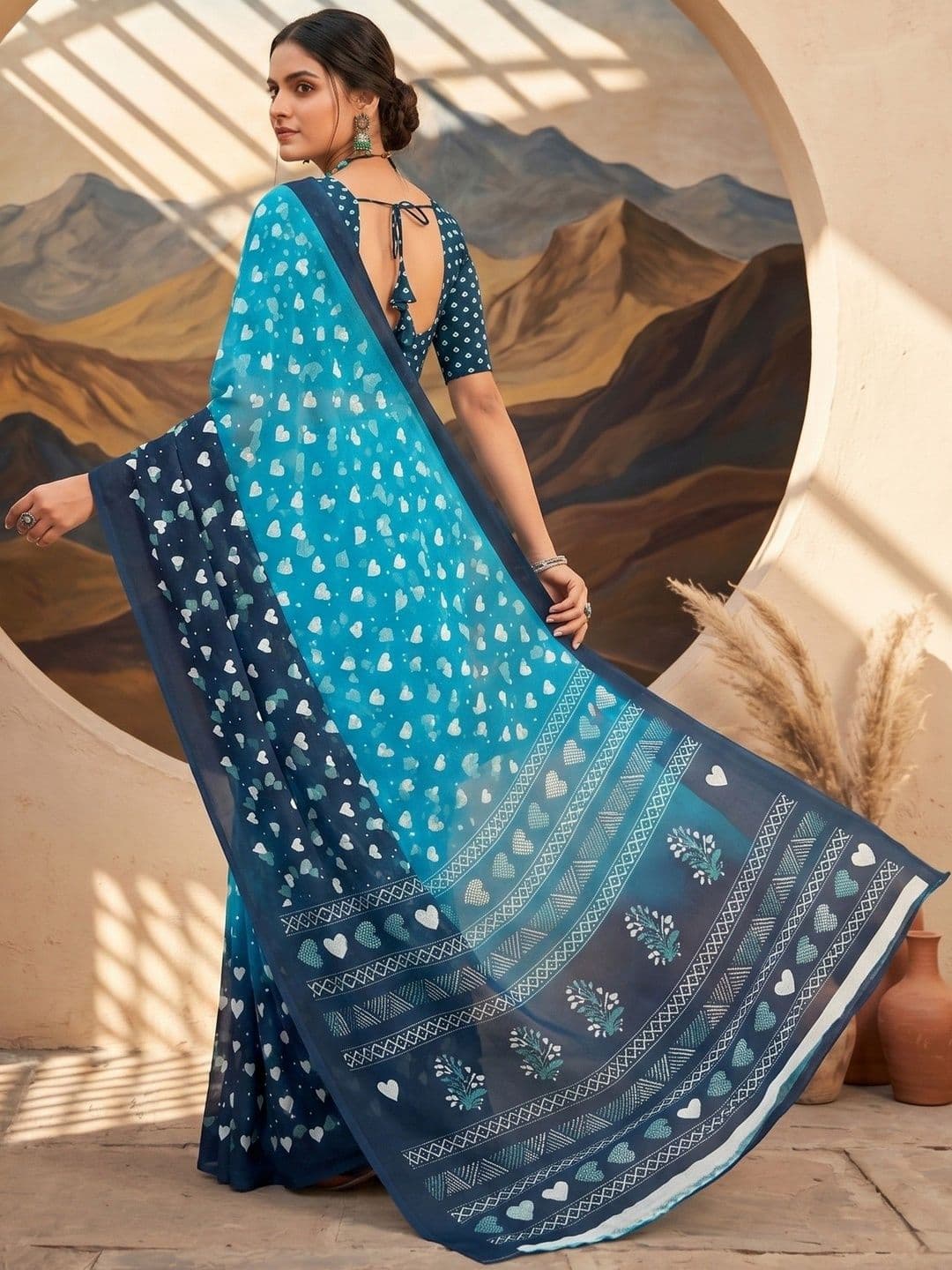100 Dreams Pure Georgette Designer Saree thumbnail 5