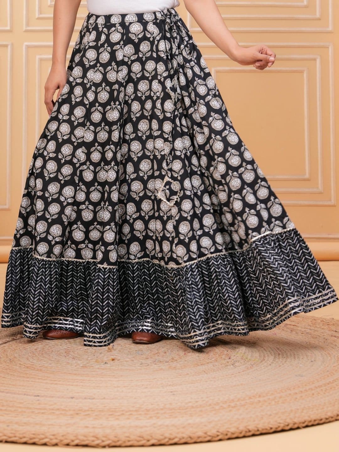 Sangria Women Cotton Cambric Floral Maxi Flared Skirt thumbnail 7
