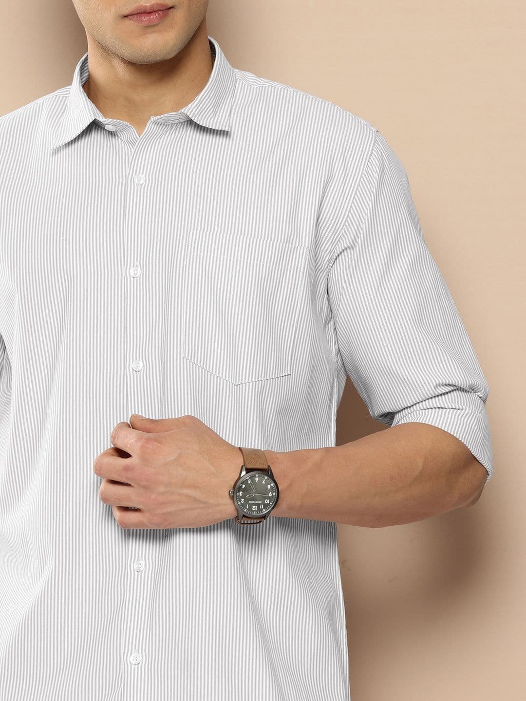 Mast & Harbour Men Premium Slim Fit Striped Casual Shirt thumbnail 3