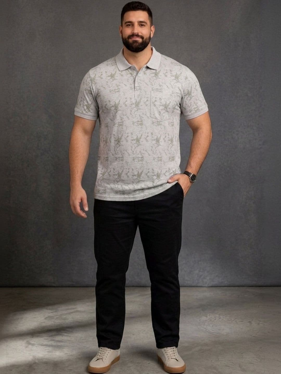 Mast & Harbour Men Printed Polo Collar Pockets T-shirt thumbnail 6