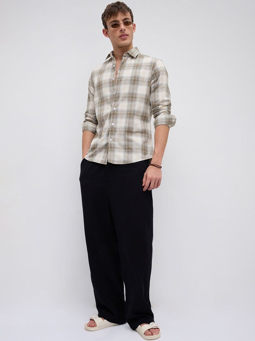 VASTRADO Premium Saddle Brown & White Plaid Checks Shirt thumbnail 2