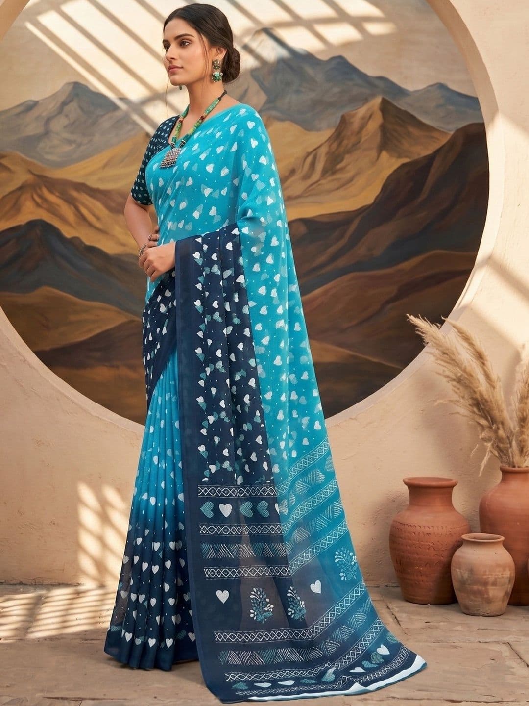 100 Dreams Pure Georgette Designer Saree thumbnail 3