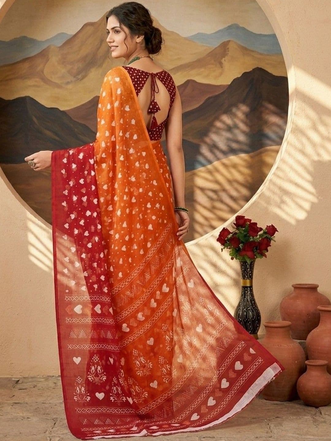 100 Dreams Pure Georgette Saree thumbnail 5