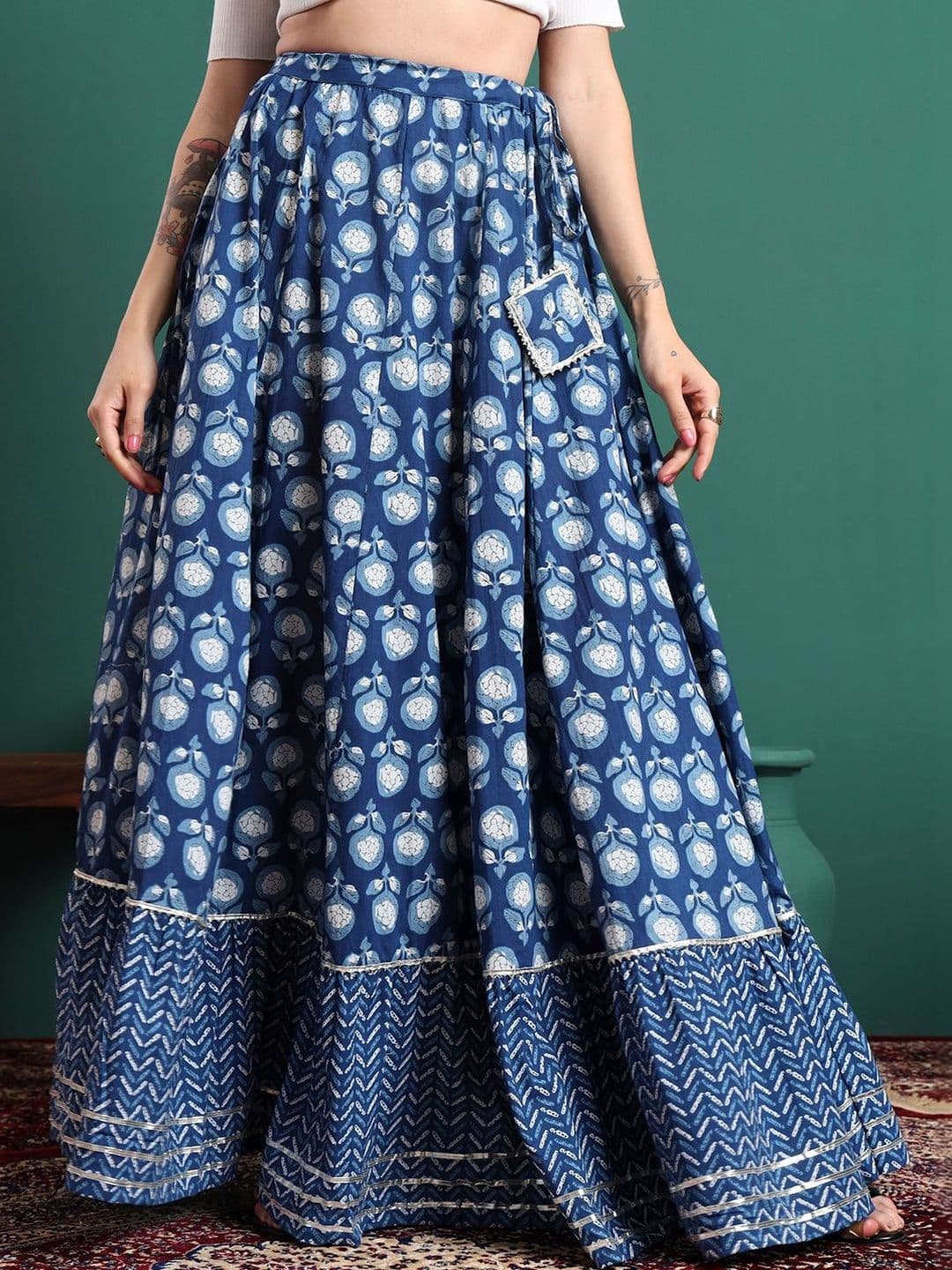 Sangria Women Floral Maxi Flared Skirt thumbnail 4