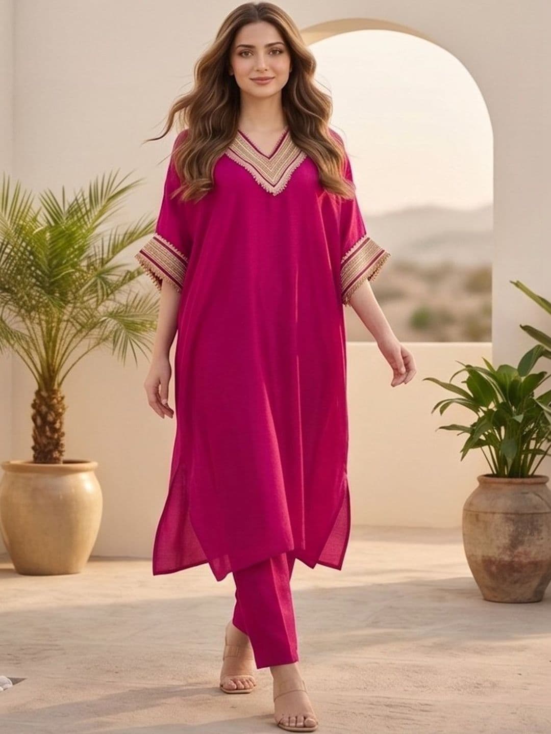 Varanga Women Dyed Regular Gotta Patti Kurta with Trousers thumbnail 5