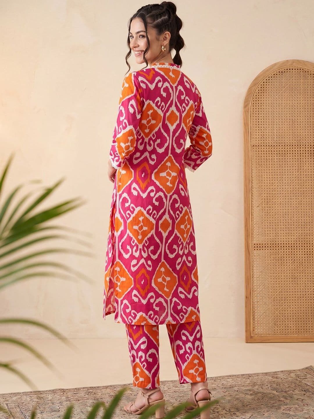Indo Era Women Ethnic Motifs Printed Regular Pure Cotton Kurta with Trousers thumbnail 4