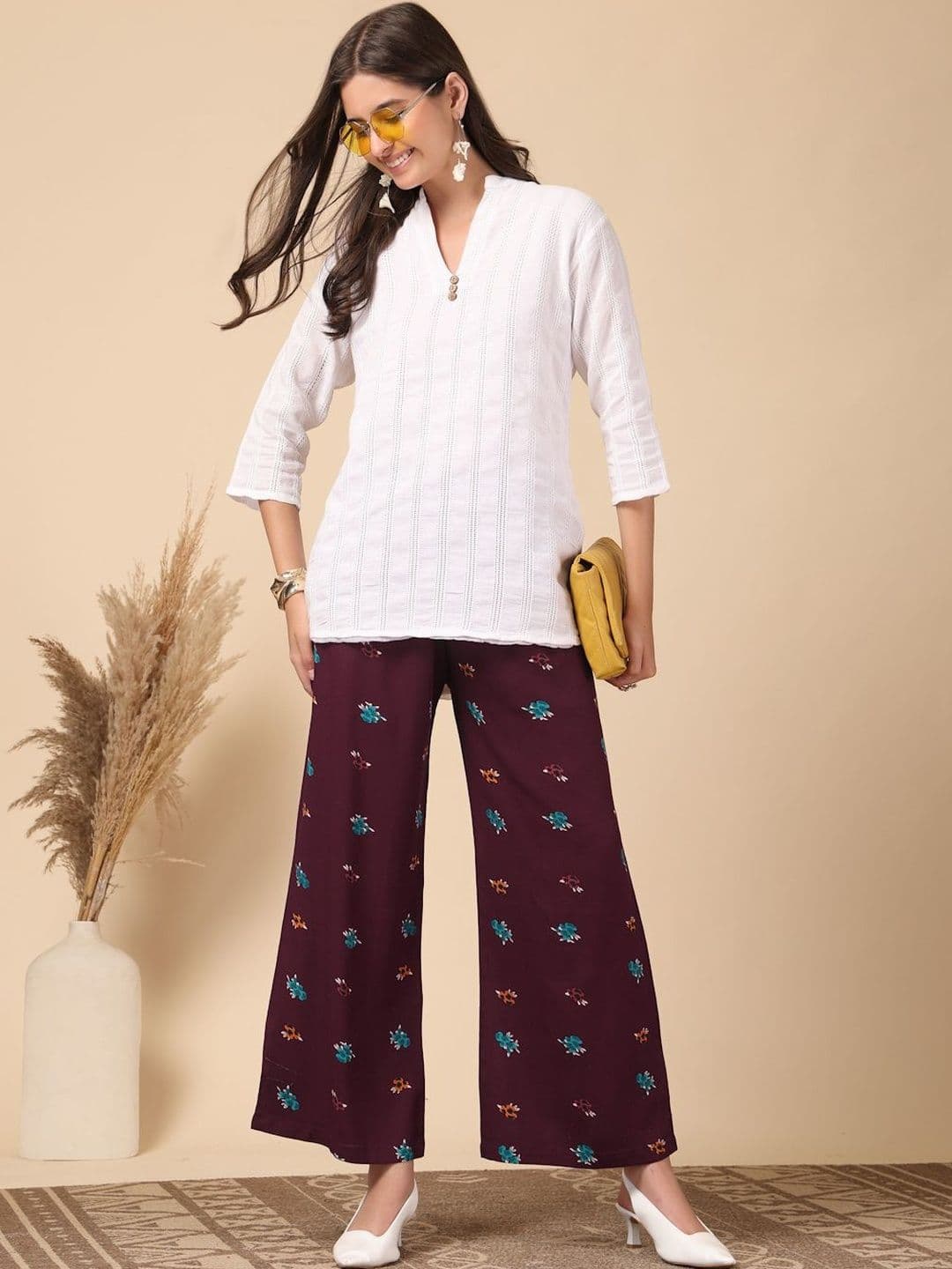 KLOTTHE Women Printed Pure Cotton Straight Palazzos thumbnail 4