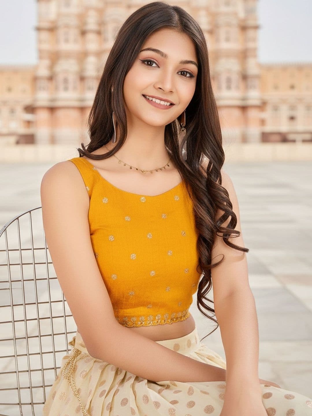KALANANDI Girls Embroidered Thread Work Semi-Stitched Lehenga & thumbnail 3