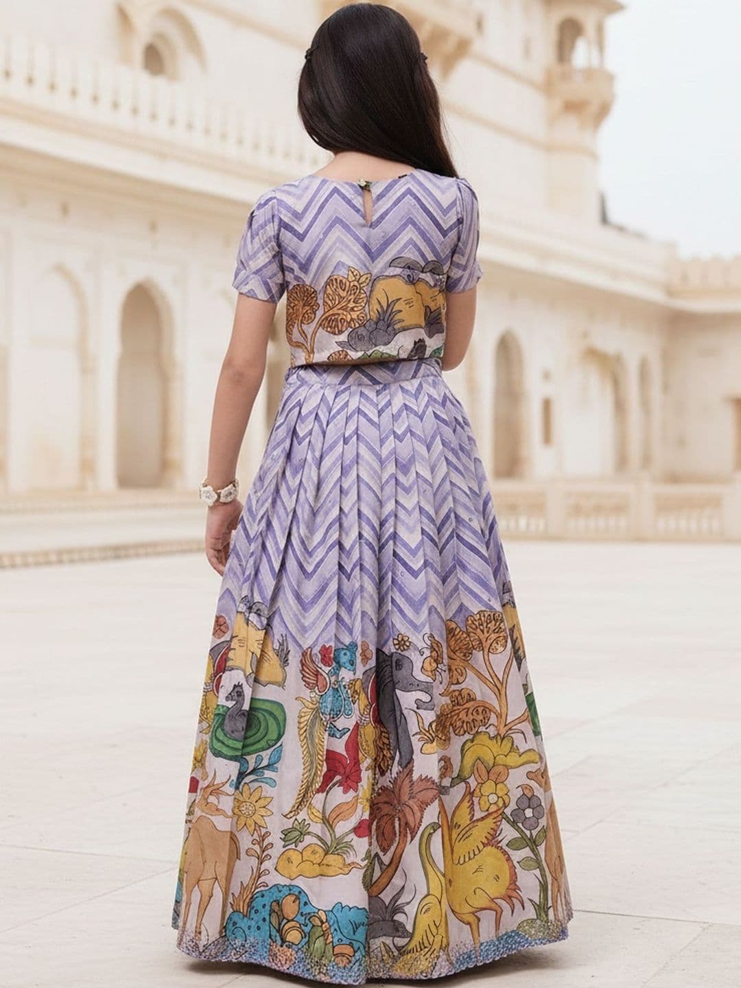KALANANDI Girls Printed Sequinned Ready to Wear Lehenga & thumbnail 7
