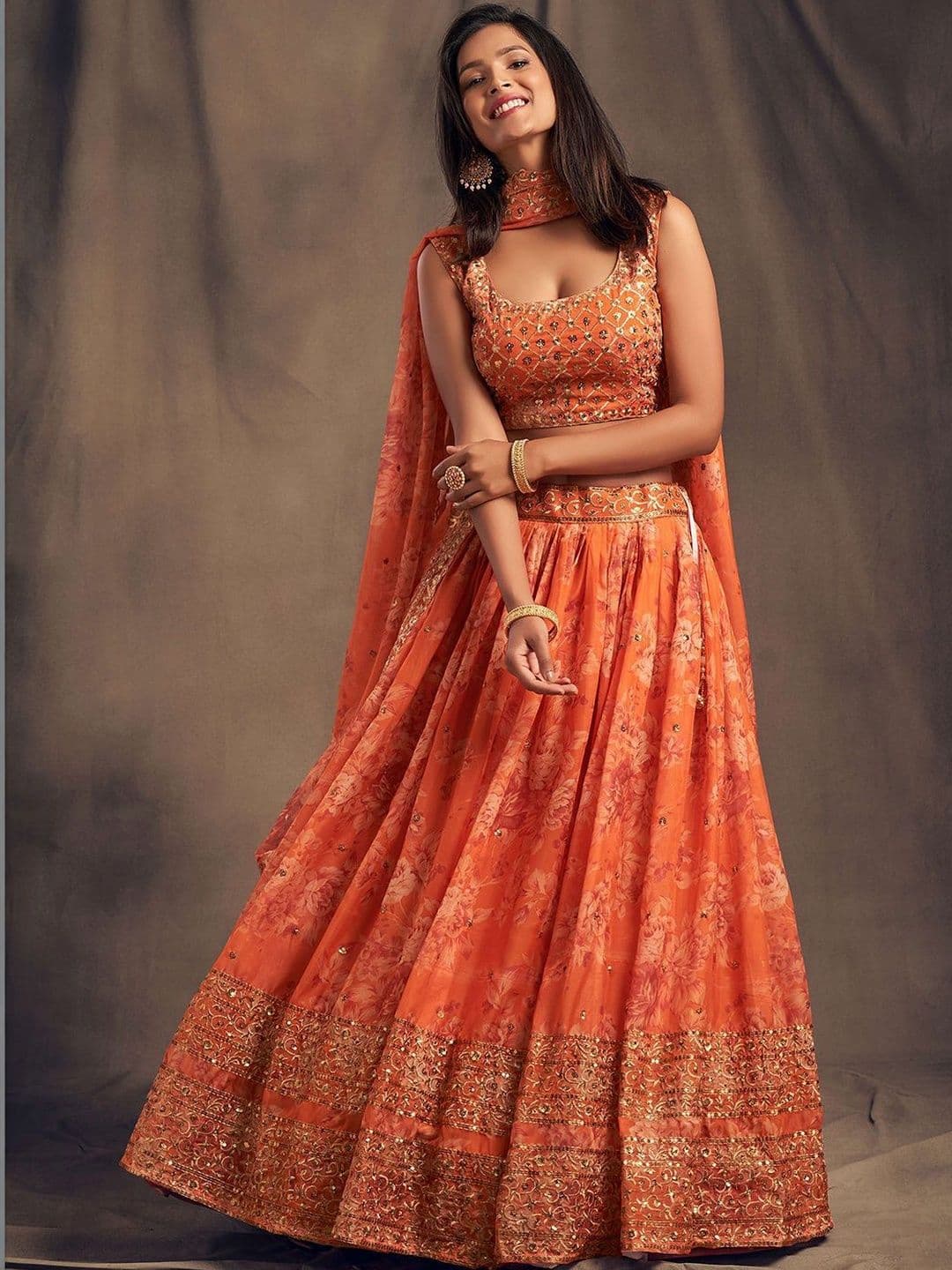 BAESD Embellished Sequinned Semi-Stitched Lehenga & Blouse With Dupatta - view 1