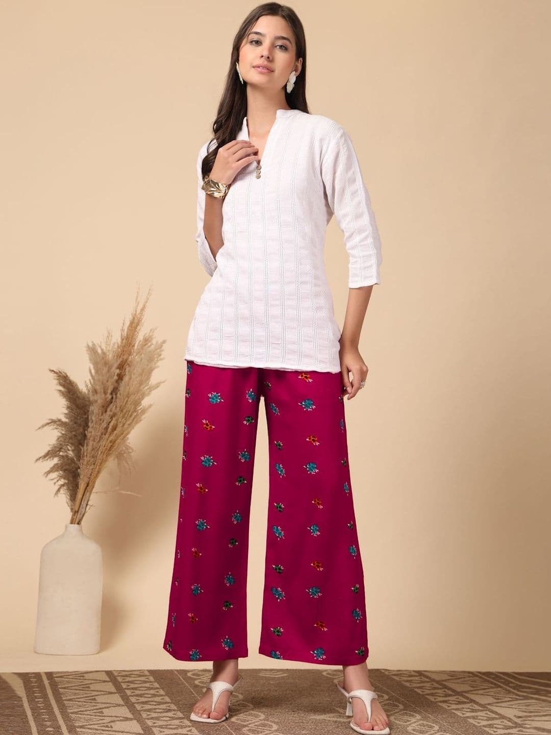KLOTTHE Women Printed Pure Cotton Straight Palazzos thumbnail 2