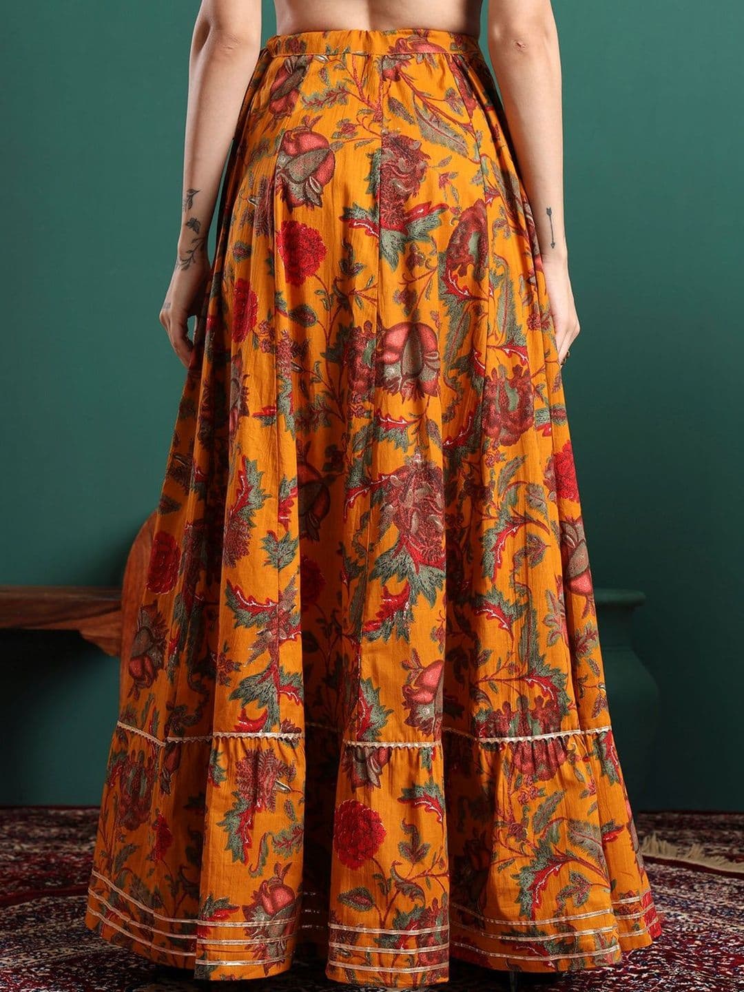 Sangria Women Cotton Cotton Cambric Floral Maxi Tiered Skirt thumbnail 3