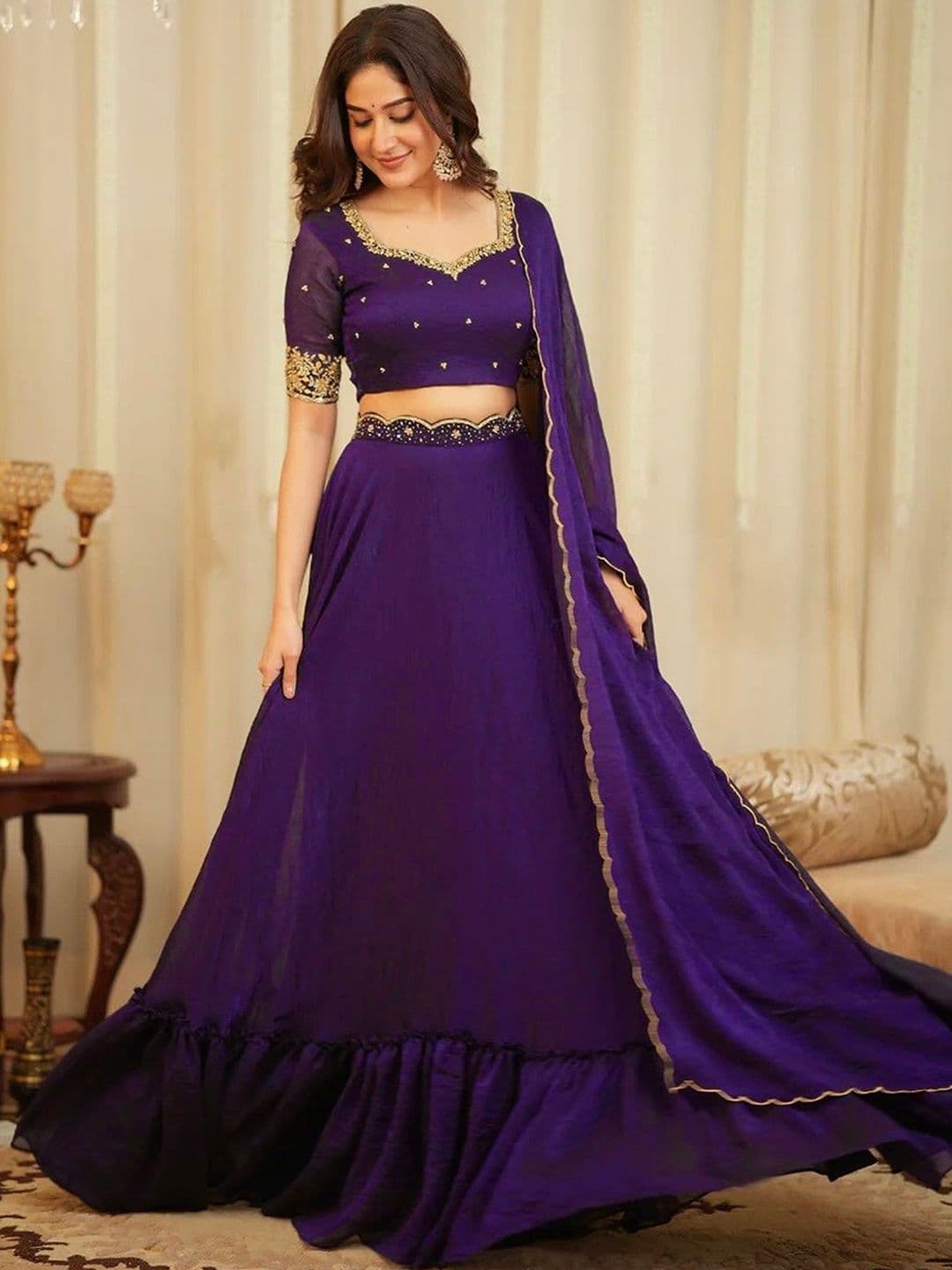 Trendmalls Embroidered Ready to Wear Lehenga & Blouse With Dupatta thumbnail 4