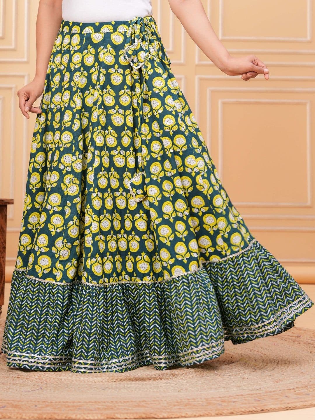 Sangria Women Cotton Cambric Floral Maxi Flared Skirt - view 1