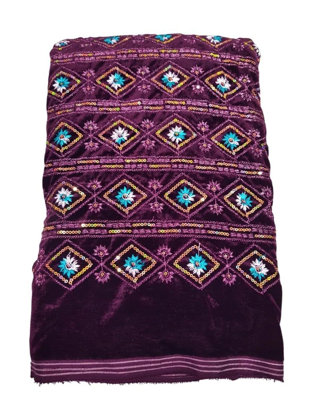 SEG Embroidered Velvet Unstitched Dress Material thumbnail 5
