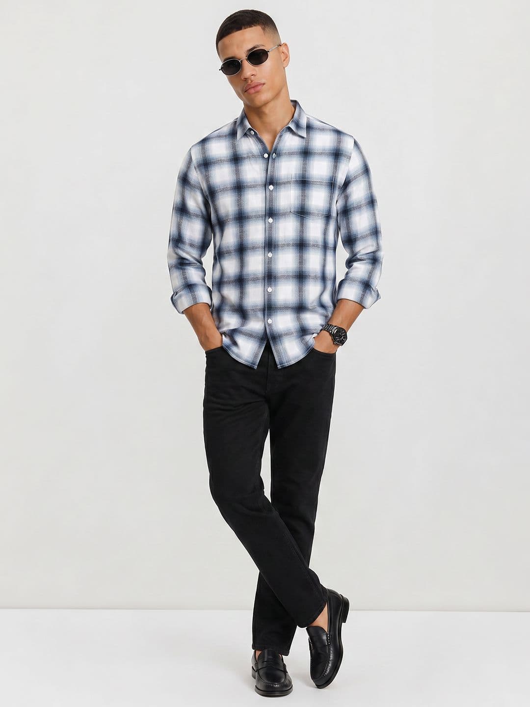 Roadster Life Co.Cotton Slub Checked Shirt thumbnail 6