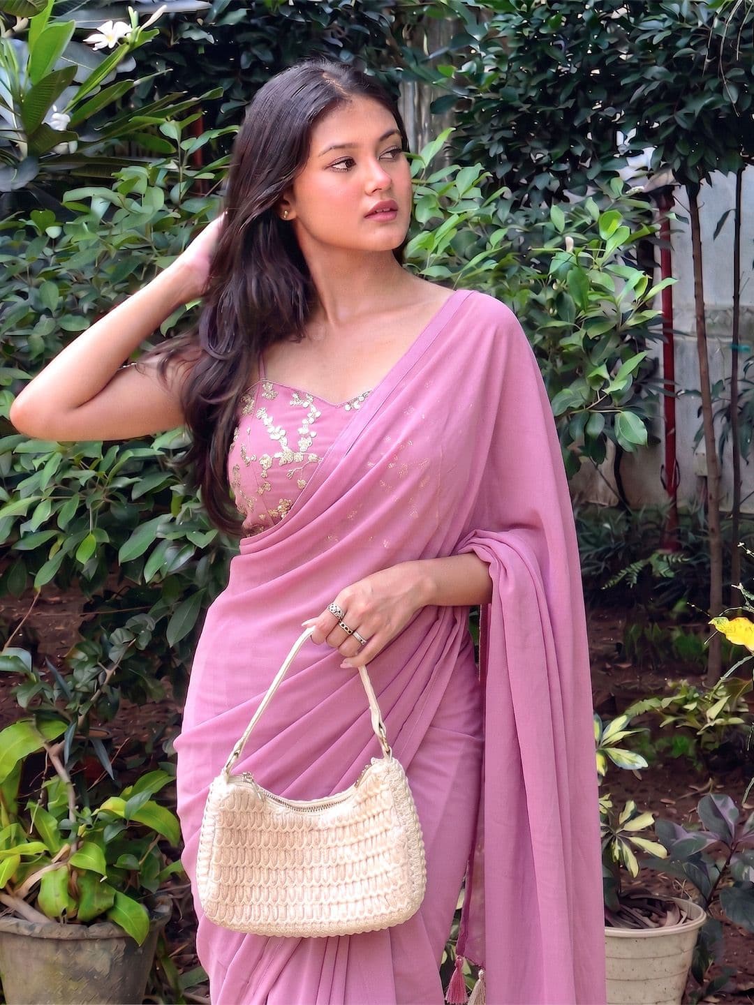 Shreevally Floral Embroidered Poly Georgette Designer Saree thumbnail 3