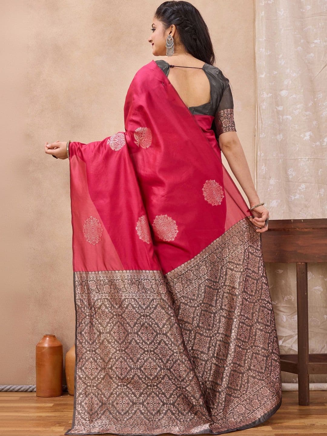 FIXAL FASHION Woven Design Zari Art Silk Saree thumbnail 3