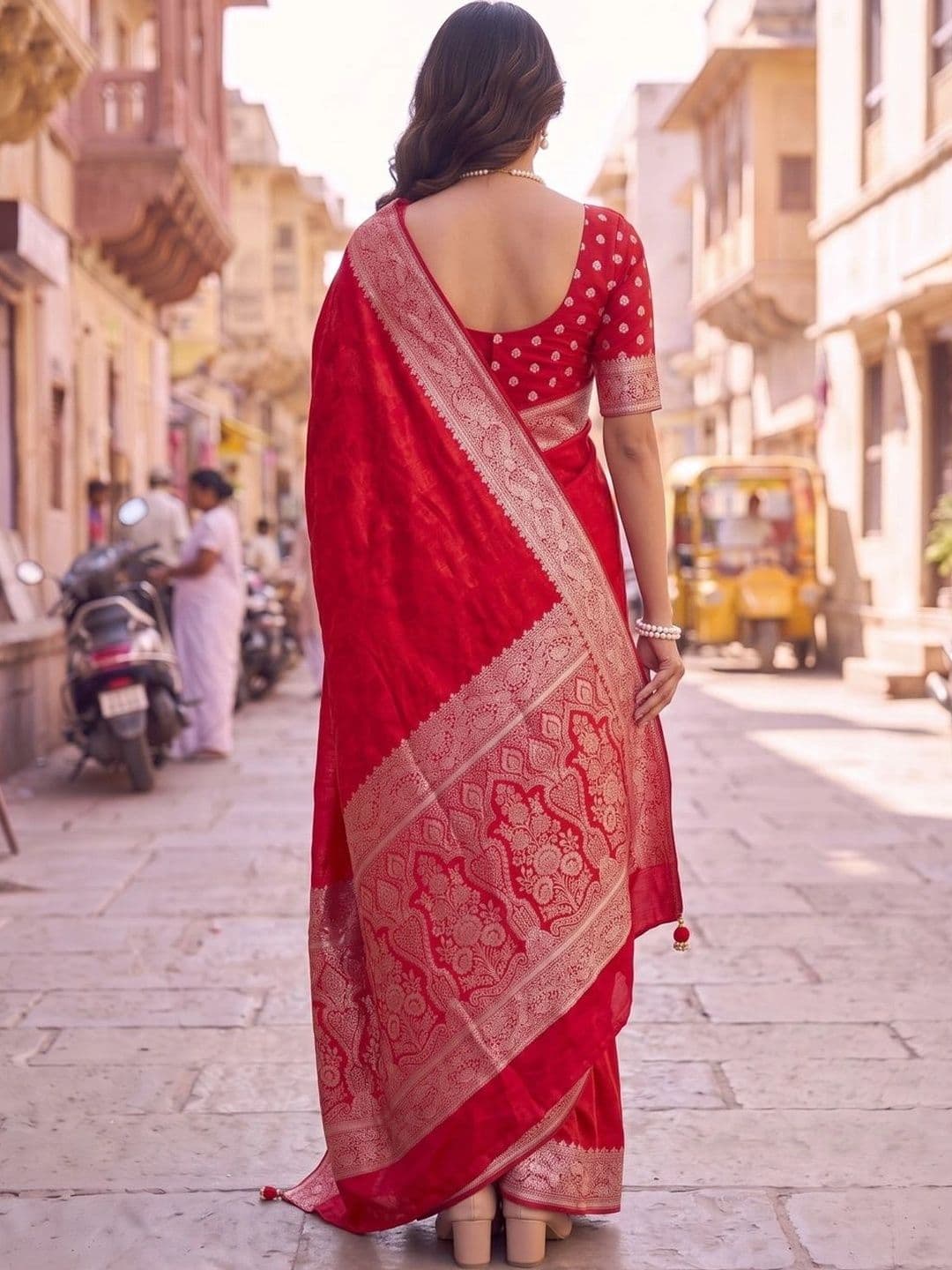 SOURAGYA Woven Design Zari Satin Designer Banarasi Saree thumbnail 4