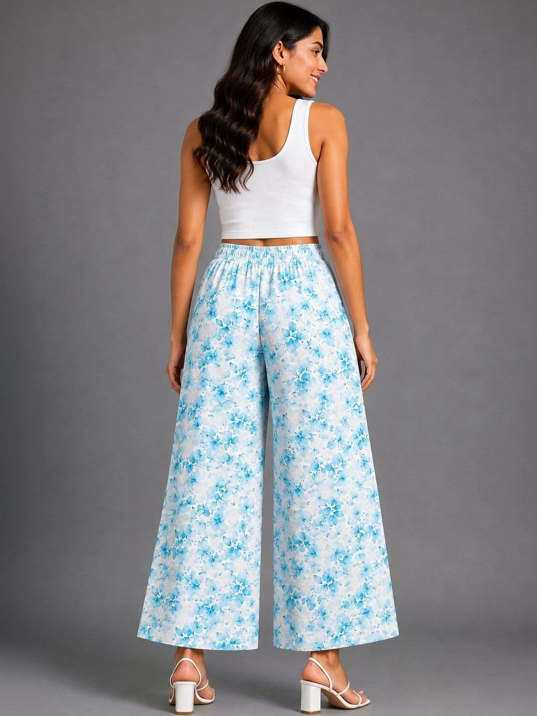 ANBICH DESIGNS Women Floral Printed Knitted Palazzos thumbnail 2