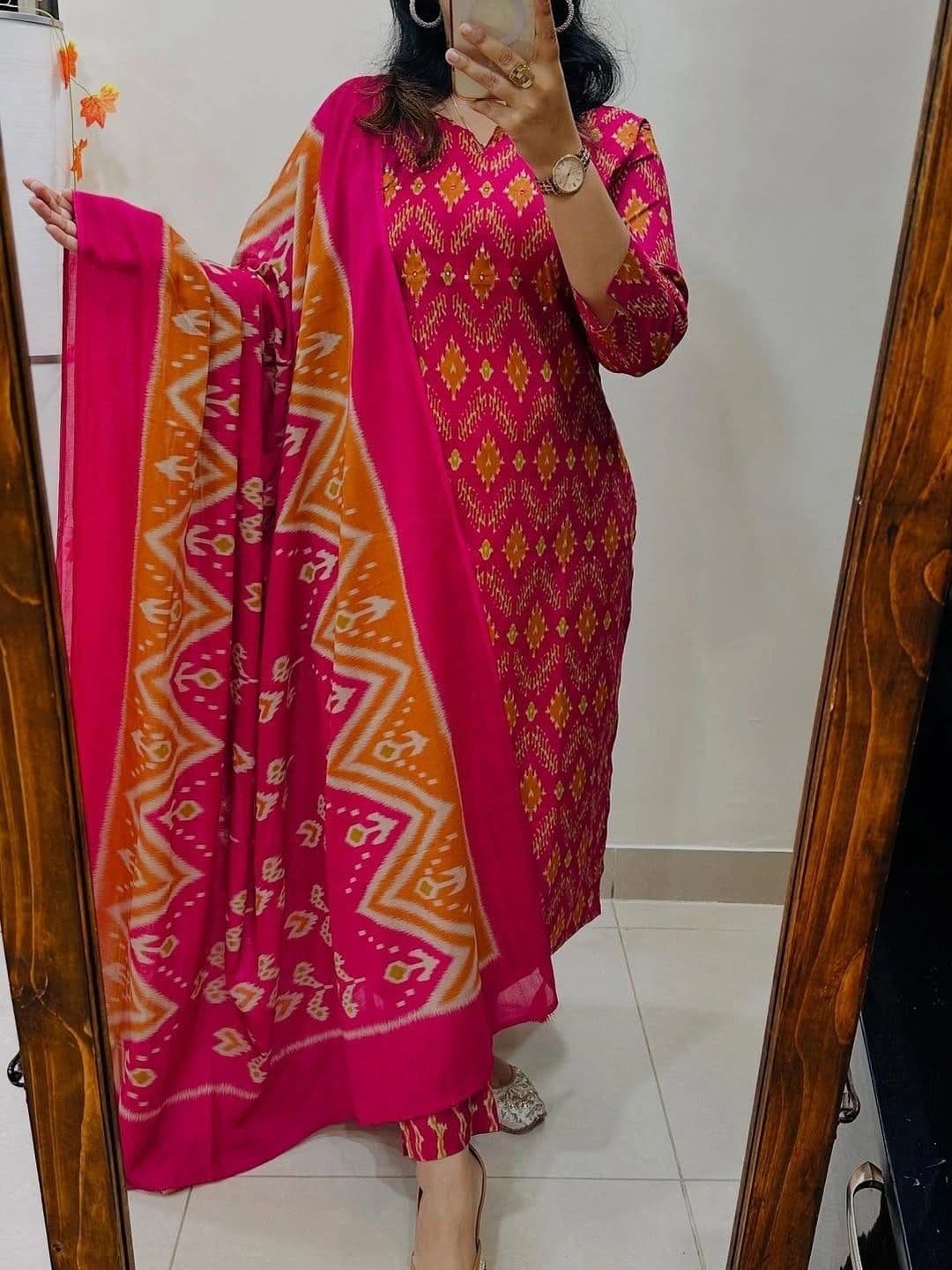 SRF KURTI HUB Women Ethnic Motifs Printed Regular Kurta with Trousers & With Dupatta thumbnail 7