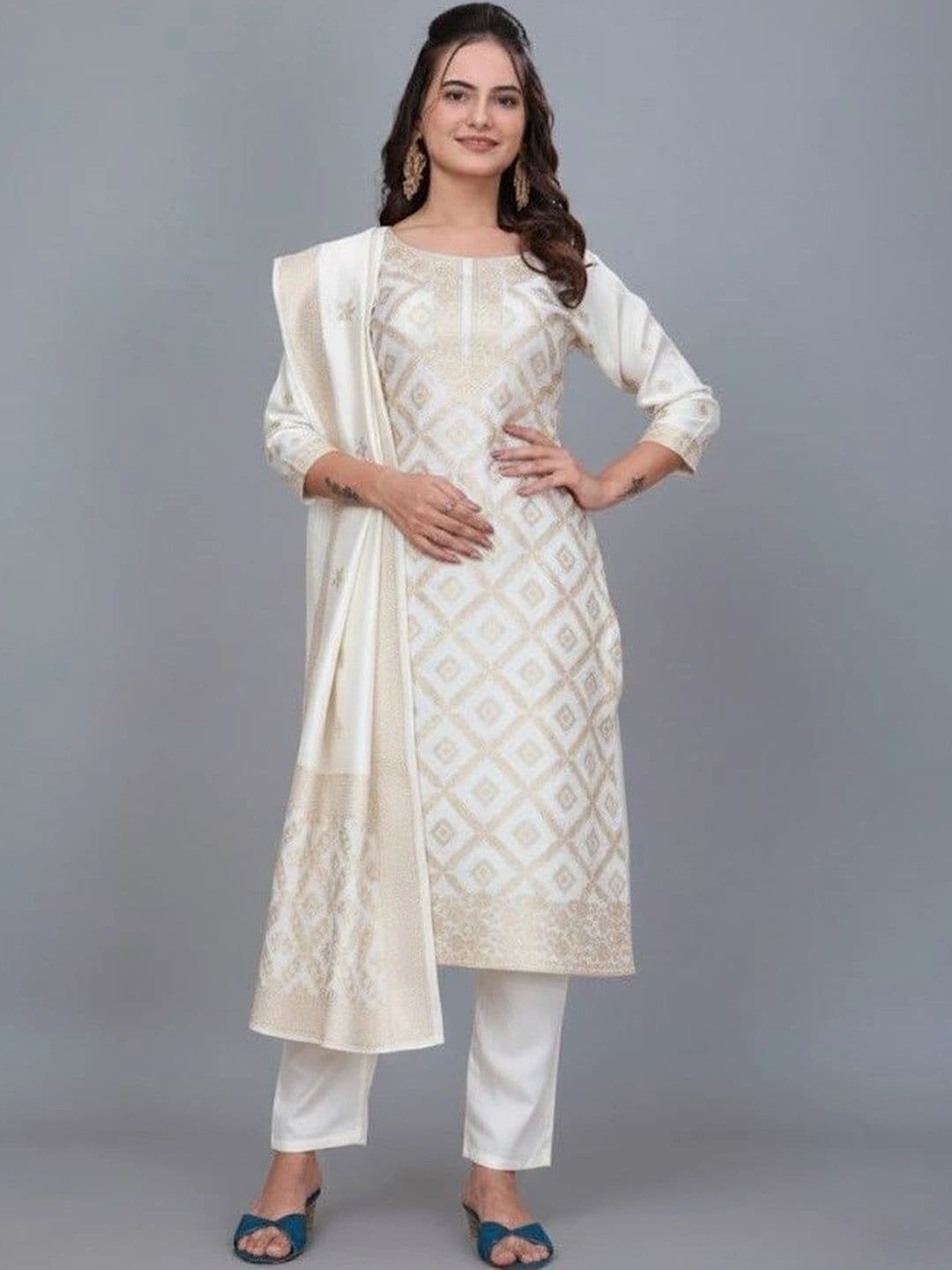kantuba Women Art Silk Unstitched Dress Material thumbnail 2