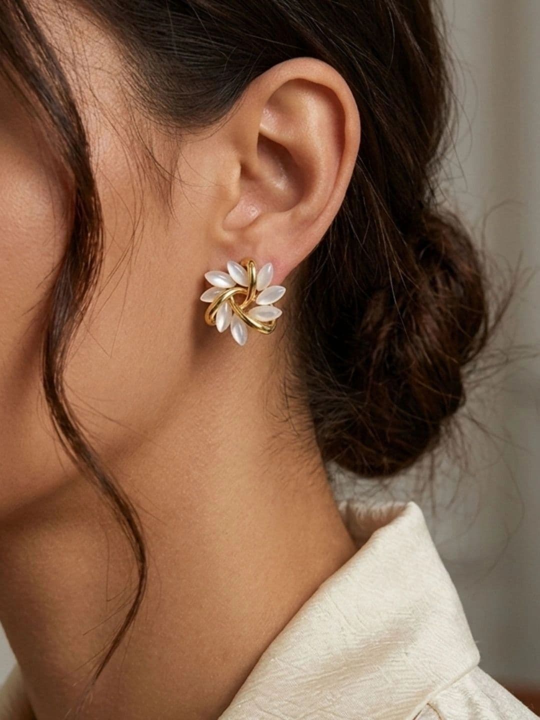 URVAA Floral Studs Anti Tarnish Earrings thumbnail 4