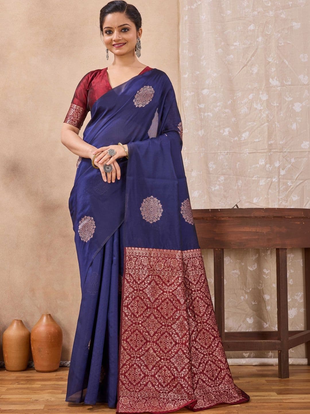 FIXAL FASHION Woven Design Zari Art Silk Saree - view 1