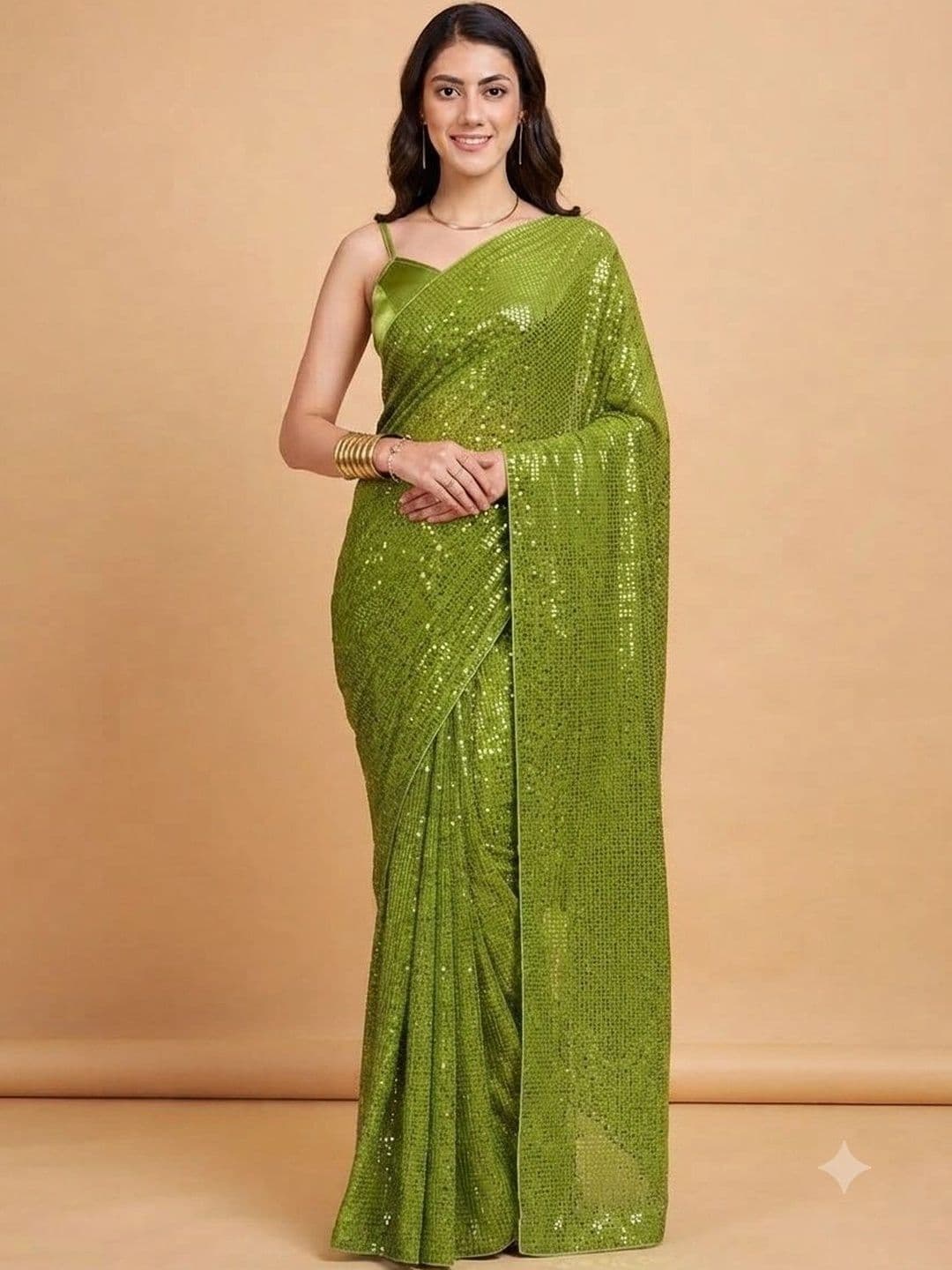 SZN Embellished Sequinned Poly Georgette Designer Saree - view 1