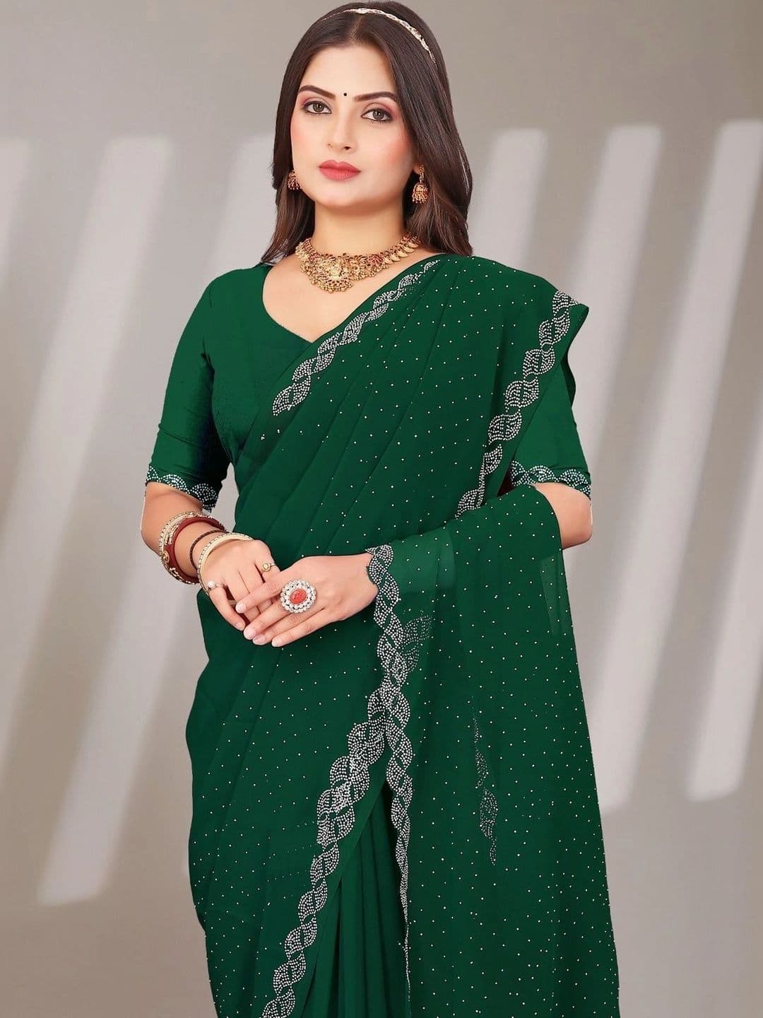 Textile Mantra Embellished Poly Chiffon Saree thumbnail 3