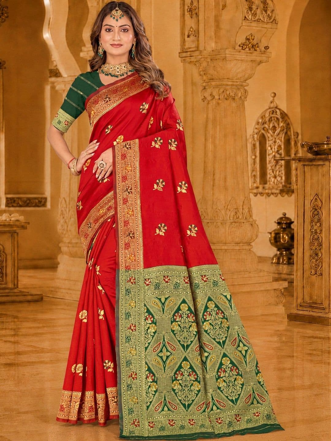 Dimaxi Vastra Woven Design Zari Silk Blend Kota Saree - view 1