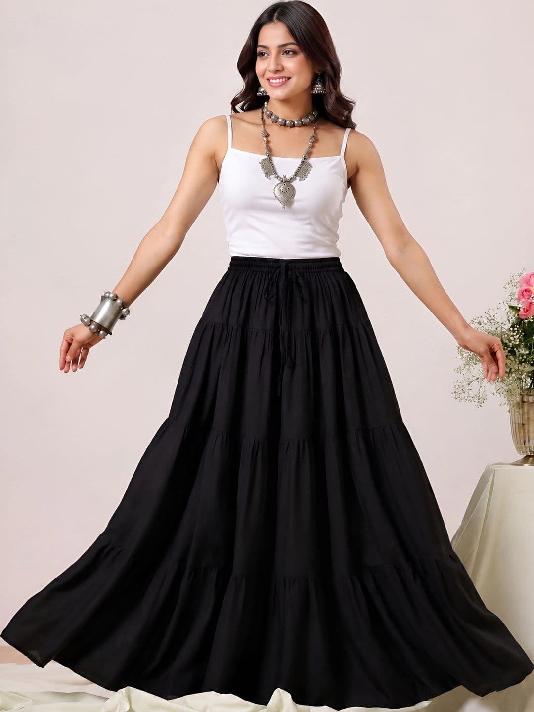 HARAYE Women Tiered Maxi Tiered Skirt - view 1
