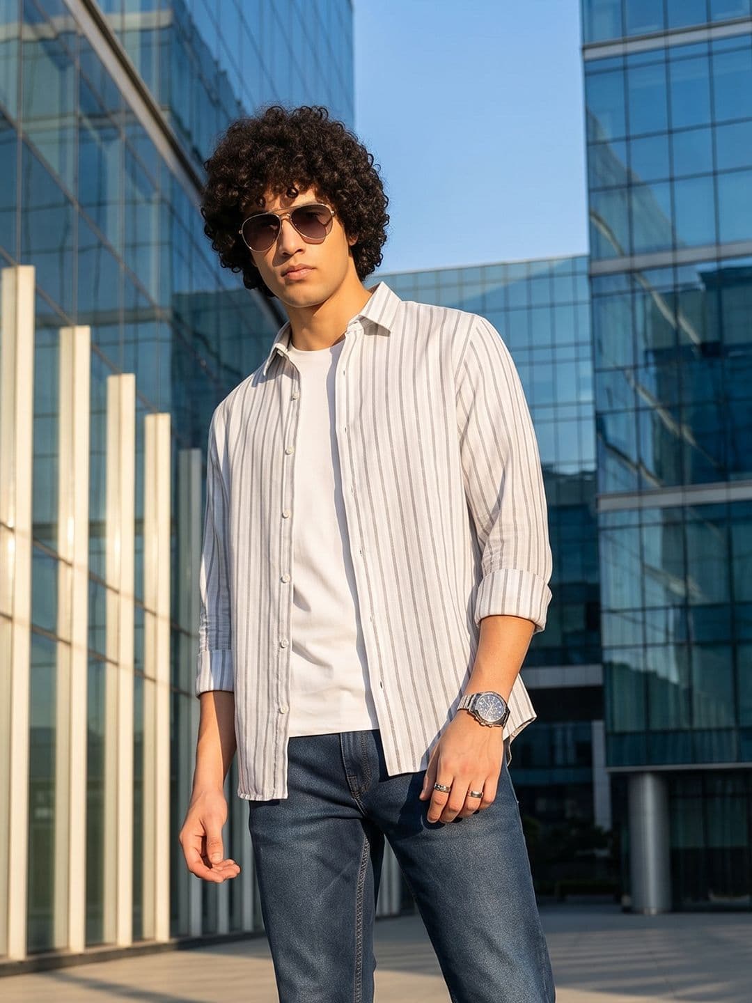 Roadster Life Co.Cotton Linen Striped Shirt thumbnail 7