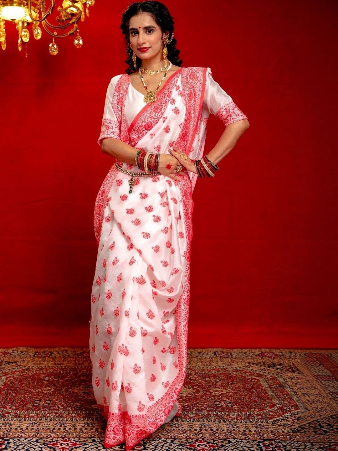Satrani Zari Silk Woven Baluchari Saree with Matching Blouse Piece - view 1