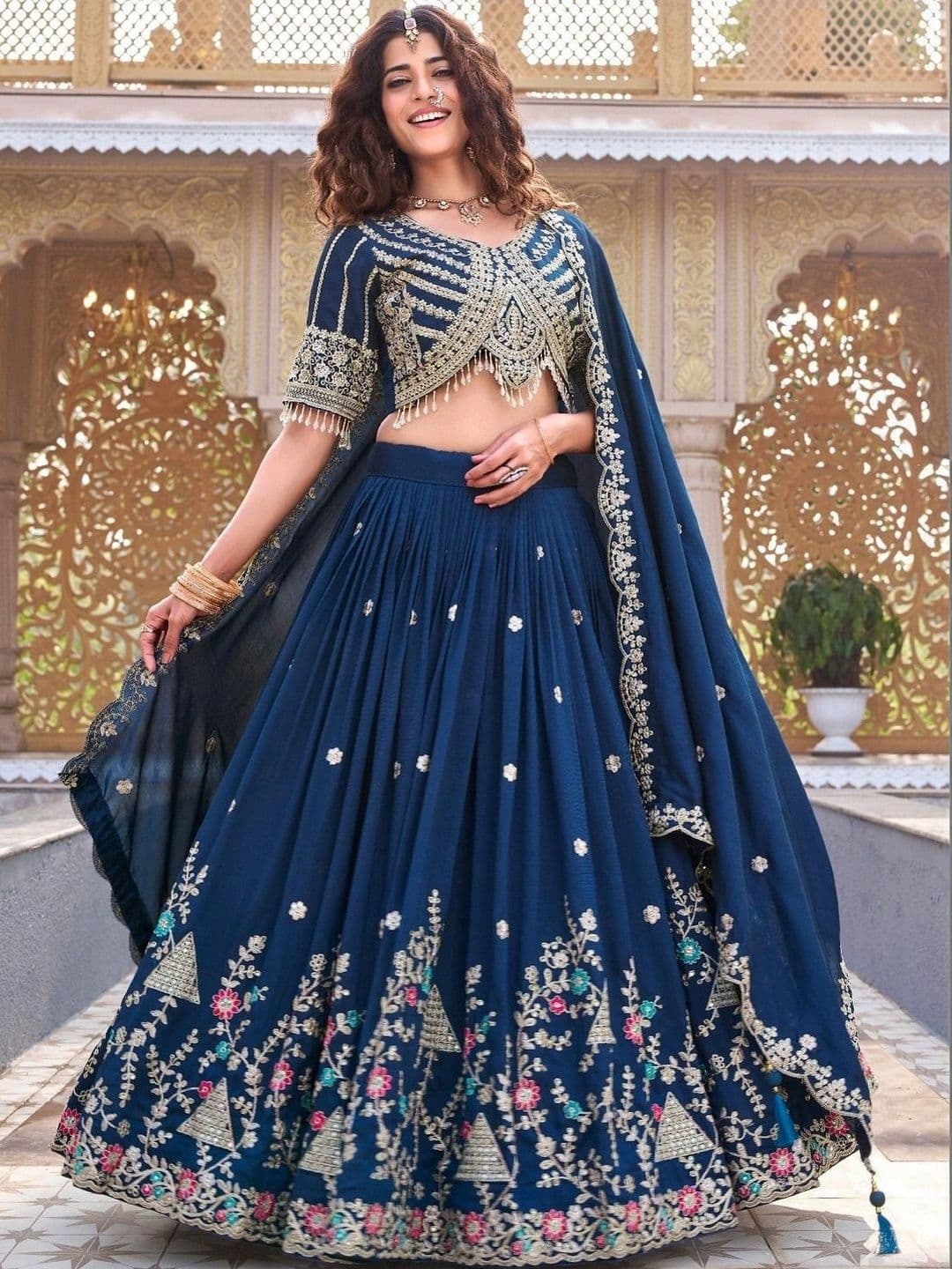 Shree Ram Creation Women Embroidered Sequinned Ready to Wear Lehenga & Blouse With Dupatta - view 1