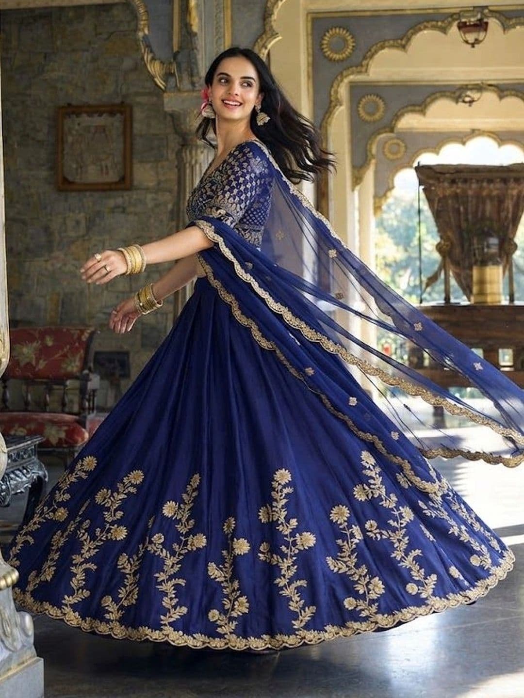 RUNAYA NX Embroidered Ready to Wear Lehenga & Unstitched Blouse With Dupatta thumbnail 2
