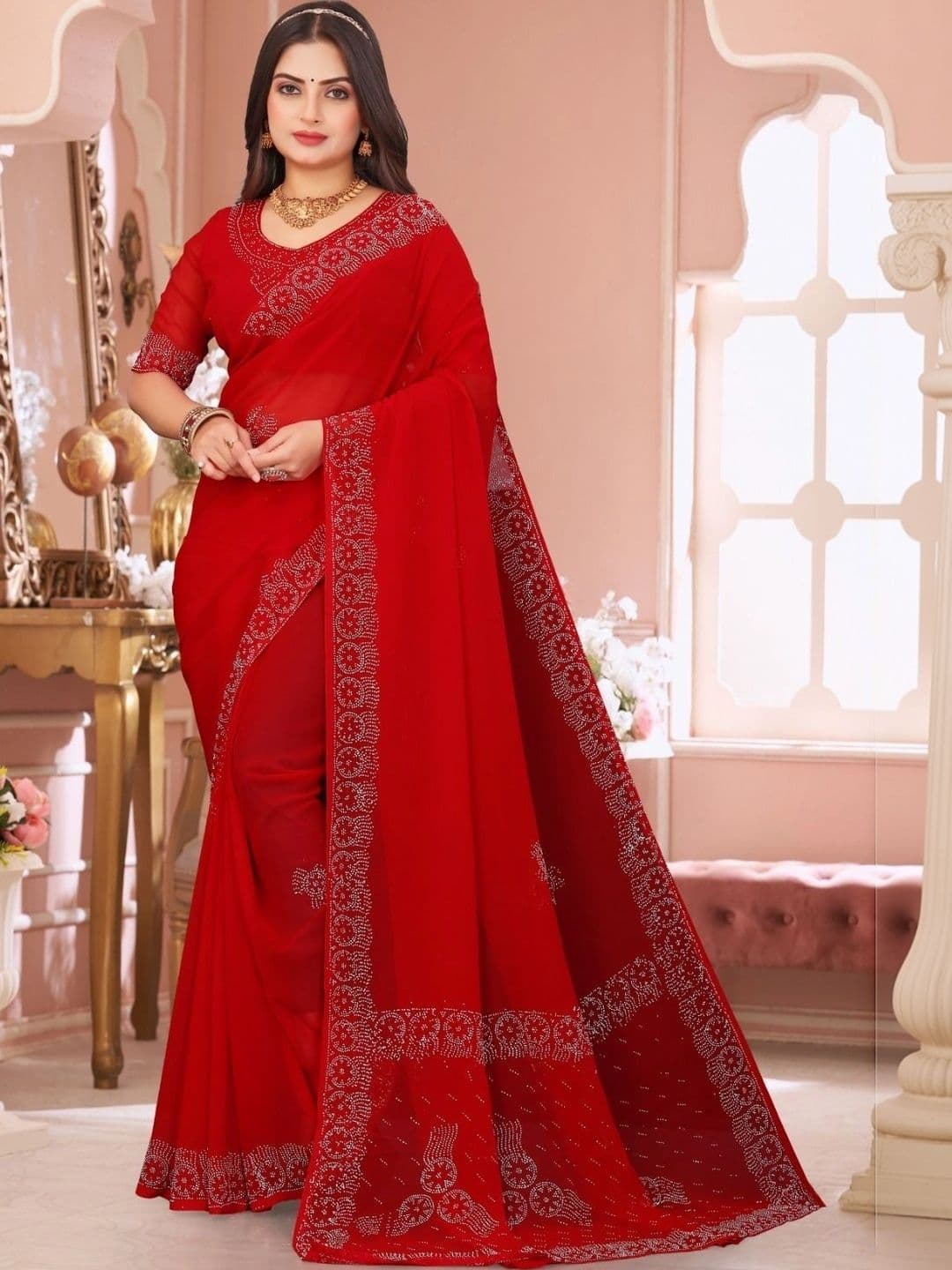 PRANU TRENDS Poly Chiffon Saree - view 1