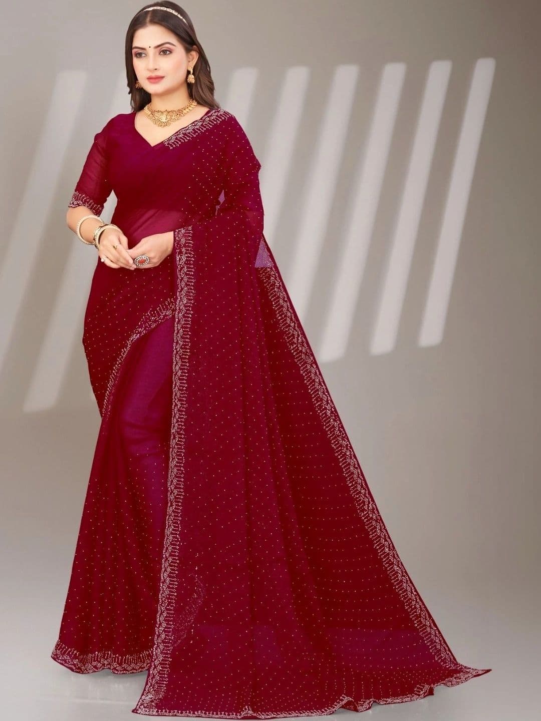 PRANU TRENDS Poly Chiffon Saree - view 1