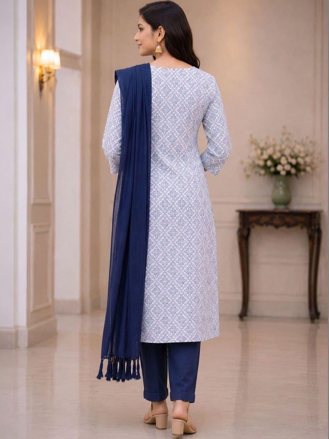 MI Textile Women Ethnic Motifs Printed Regular Kurta with Trousers & With Dupatta thumbnail 2