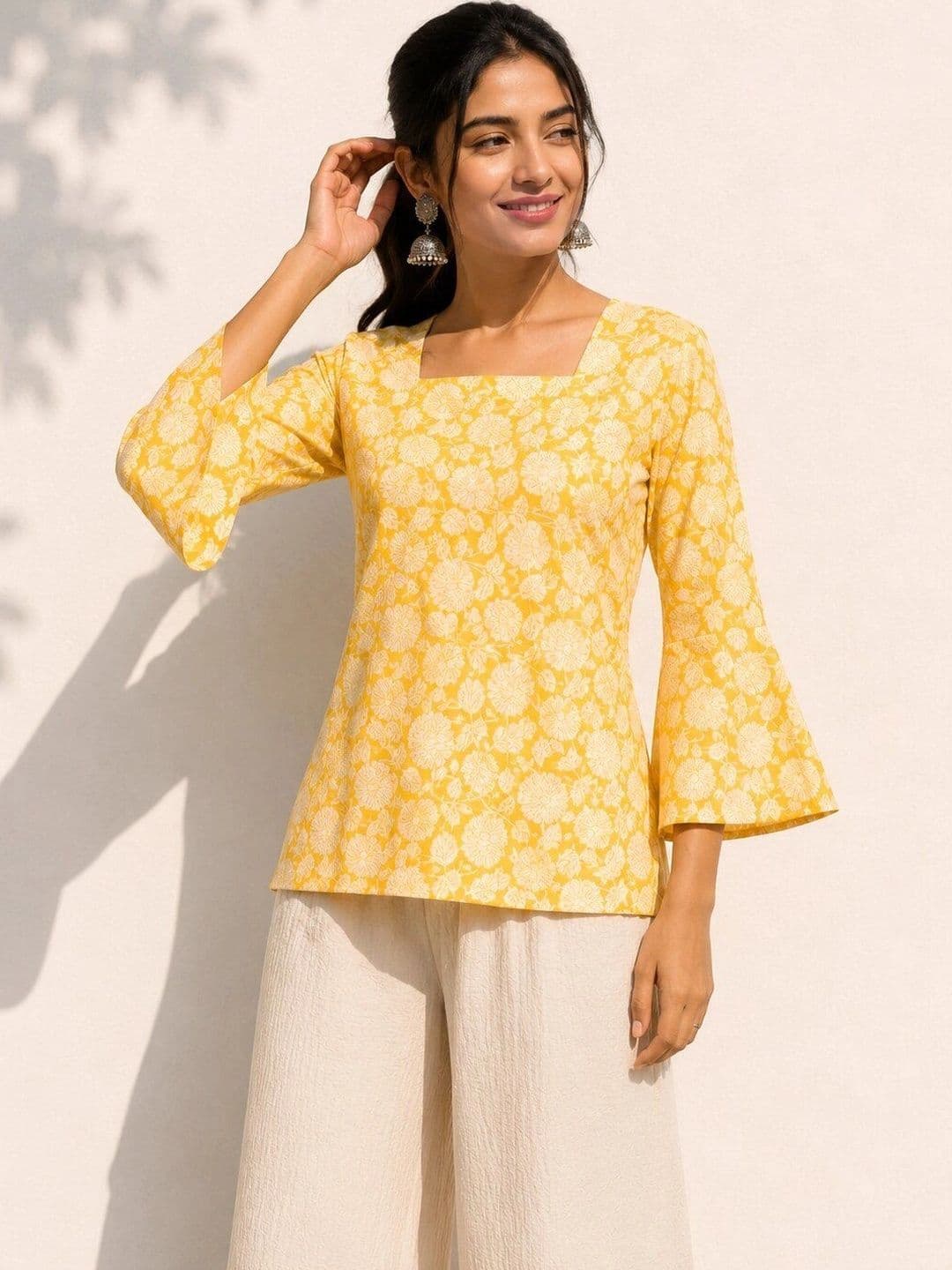 Purnova Women Floral Printed Flared Sleeves Floral Kurta thumbnail 5