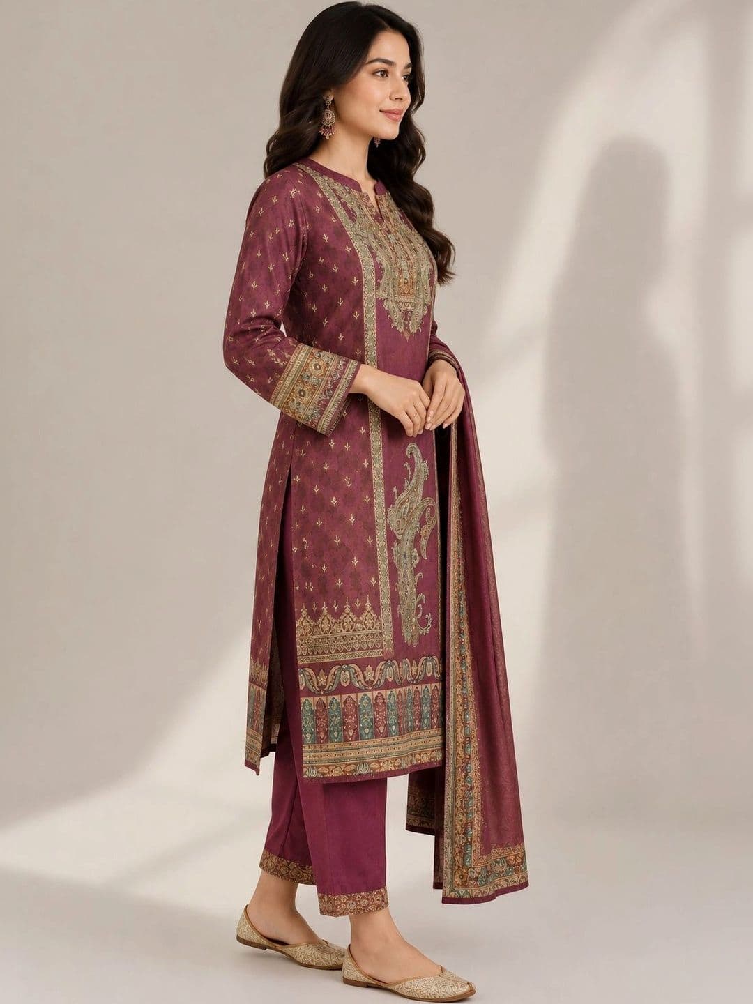 Wool's Kart Women Ethnic Motifs Printed Regular Kurta with Trousers & With Dupatta thumbnail 5