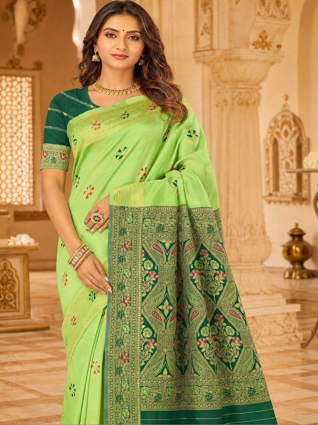 Dimaxi Vastra Woven Design Zari Silk Blend Kota Saree thumbnail 4