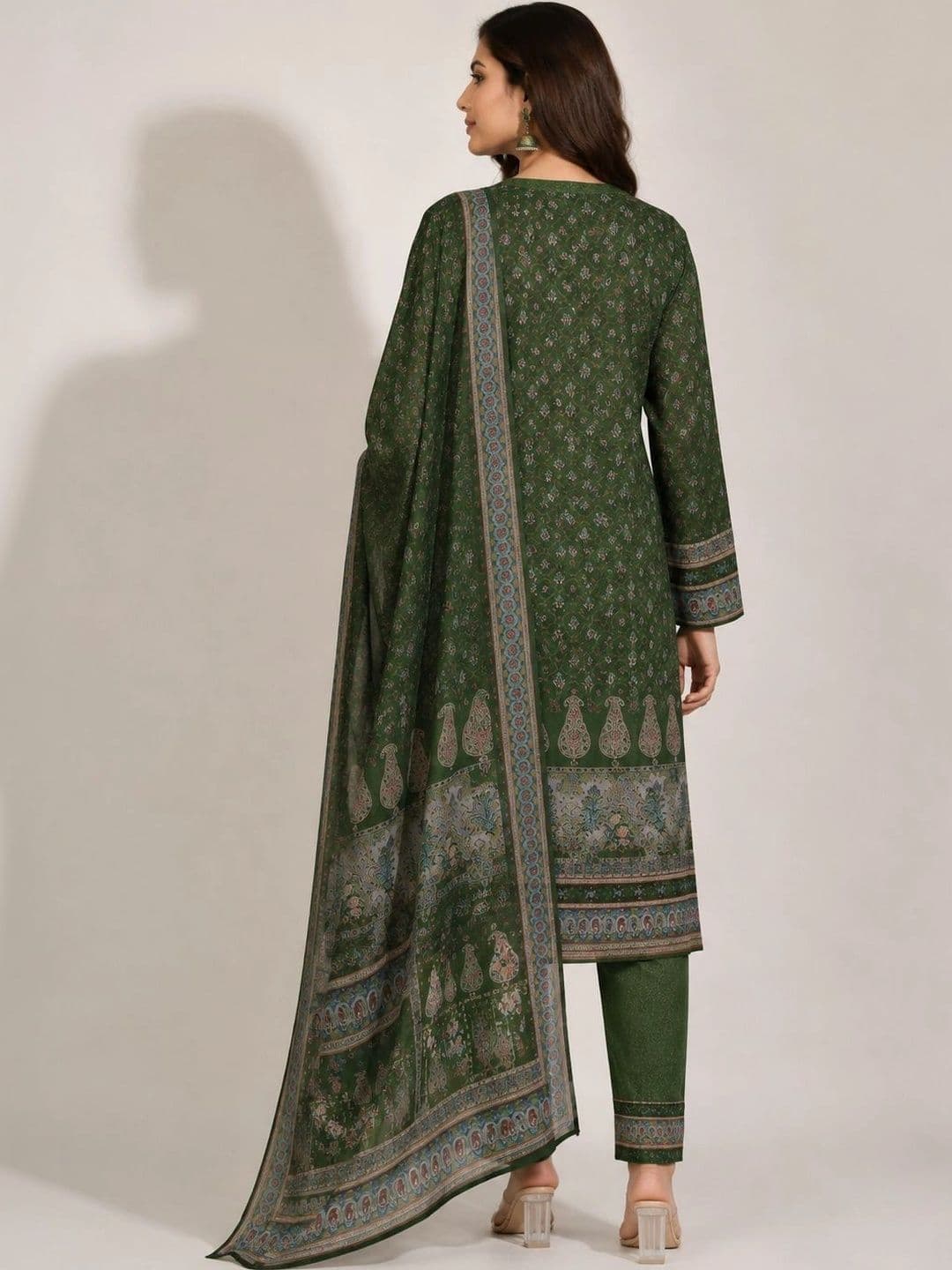 Wool's Kart Women Ethnic Motifs Printed Regular Kurta with Trousers & With Dupatta thumbnail 5