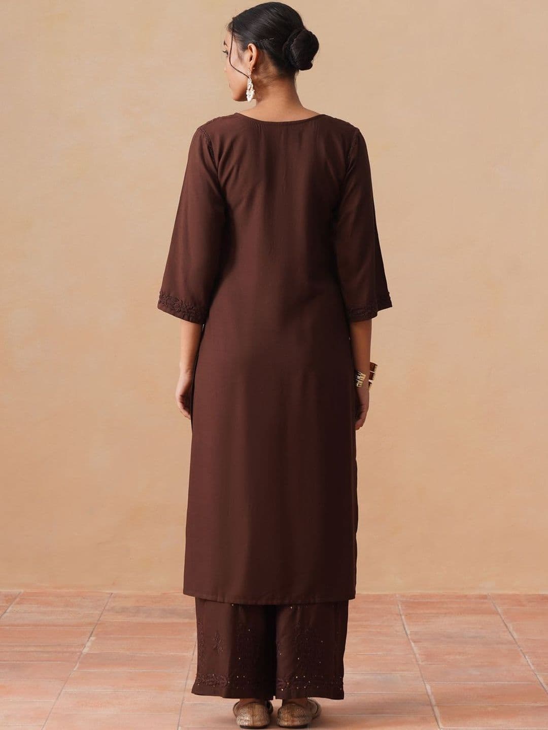 SAZRIKA Embroidered Regular Thread Work Kurta with Palazzos & With Dupatta thumbnail 4